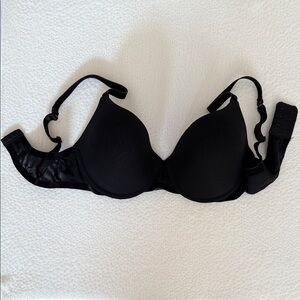 Wolford Black Contour Underwire T-Shirt Bra Sheer Mesh Detail 32D